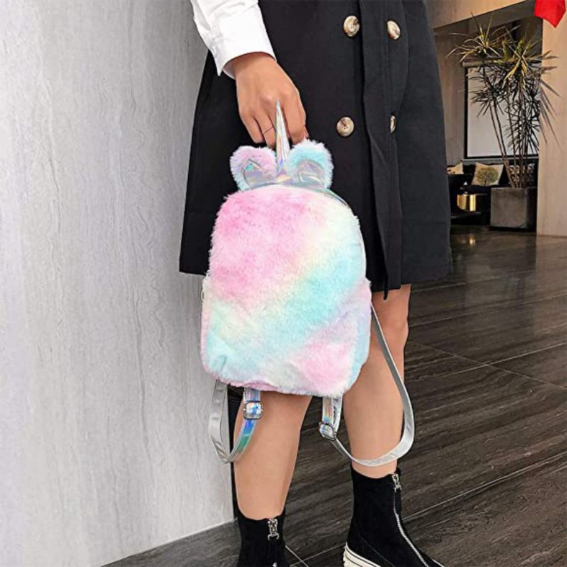 Tas Ransel Bulu rainbow