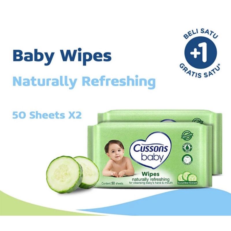 CUSSONS BABY Wipes Naturally Refreshing 50'S Buy 1 Get 1