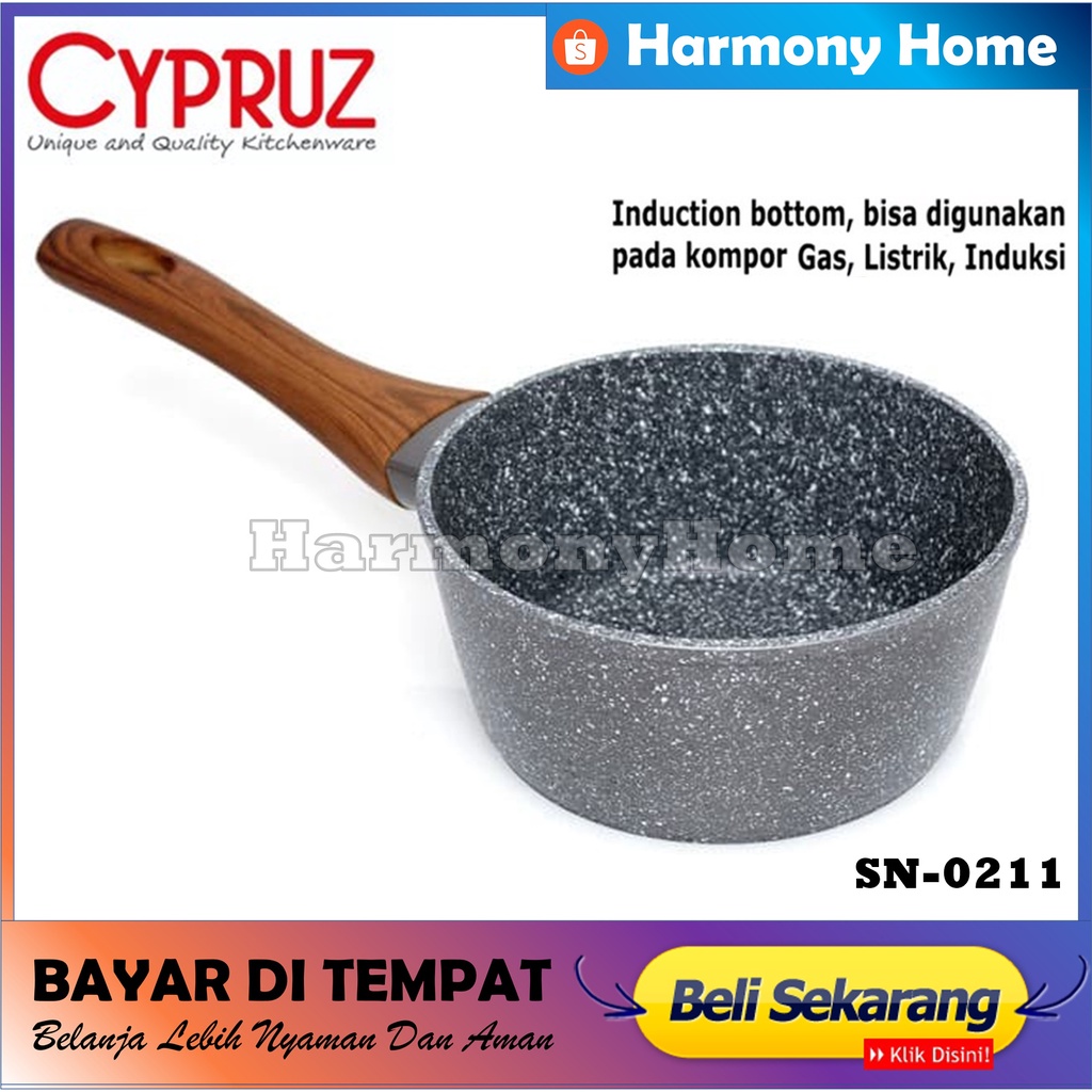 Sauce Pan Marbel CYPRUZ SN-0211 Induksi 16cm /   CYPRUZ SN-0211 panci penggorengan/panci penggorengan marble