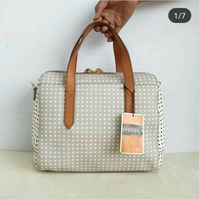 Tas fossil sydney satchel polkadot bag