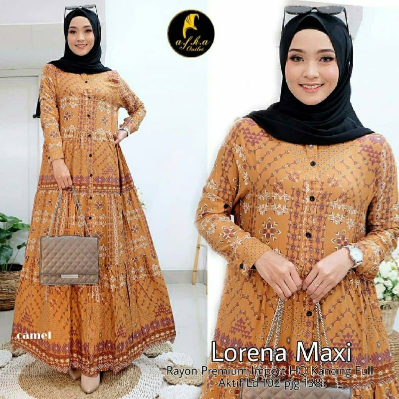 Lorena Maxi, GAMIS WANITA MUSLIM CANTIK BAHAN RAYON IMPORT PREMIUM LD 102 TERMURAH