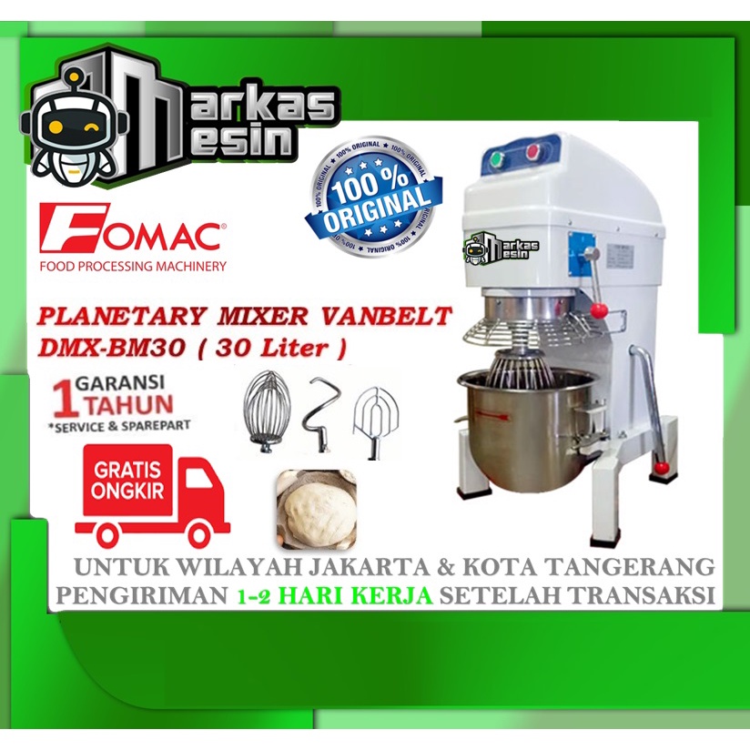 Planetary Dough Mixer Vanbelt 30 Liter Mixer Roti DMX-BM30 FOMAC