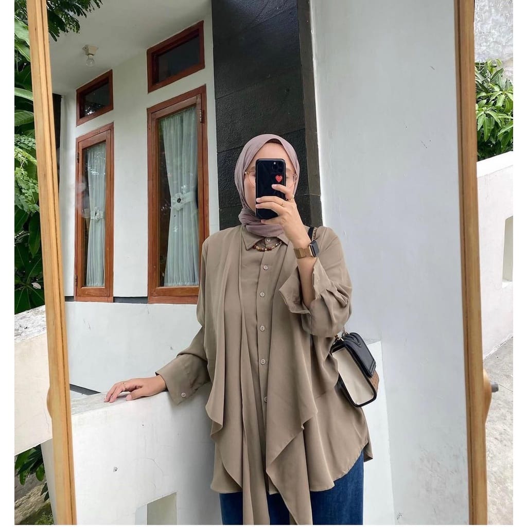 BEFAST - ZEC OOTD Blouse YUKARI / Megan Top Blouse / Atasan Blouse Wanita Wrap Top / Blouse Oversize Lengan Panjang / Pakaian Casual Wnita / Blouse Polos Formal / Fashion Wanita Modis / Blouse Model Terbaru