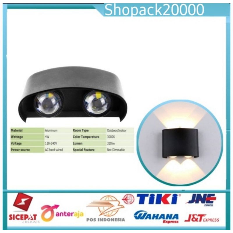 Lampu Dinding Taman Outdoor COB/LED Wall Light Minimalis 4x1W