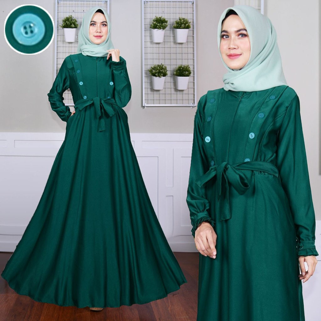 TERLARIS gamis remaja gamis lebaran mewah baju gamis maxmara polos green tosca