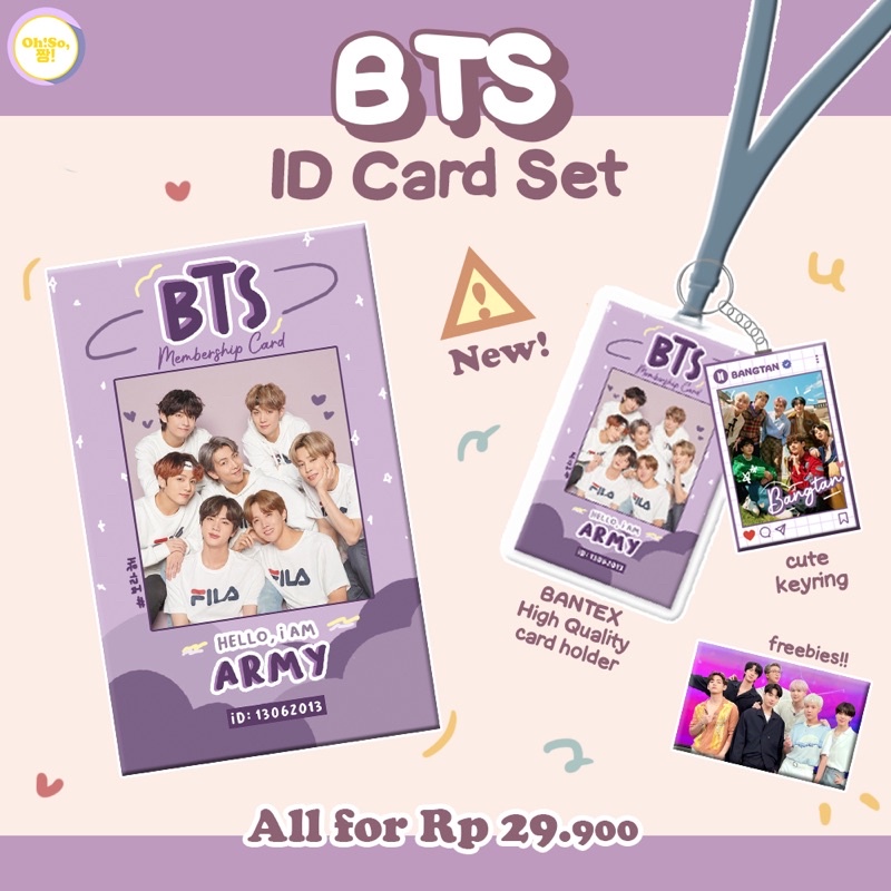 BTS ID CARD PHOTOCARD HOLDER BANTEX LANDYARD SET PREMIUM BANGTAN ARMY