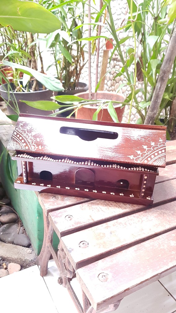 Box Tisu Kayu Jati Bentuk Rumah - 30x14x14 Cm