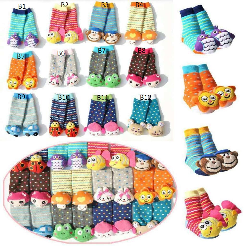 GERBER BABY RATTLE SOCKS/ KAOSKAKI BAYI BONEKA 3D KERINCING