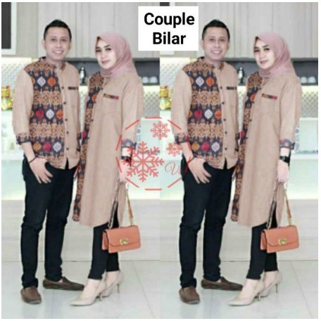 Baju Couple Tunik Wanita  Kekinian Terbaru 2021 Branded Bilar Batik Bahan Matt Moscrepe Adem