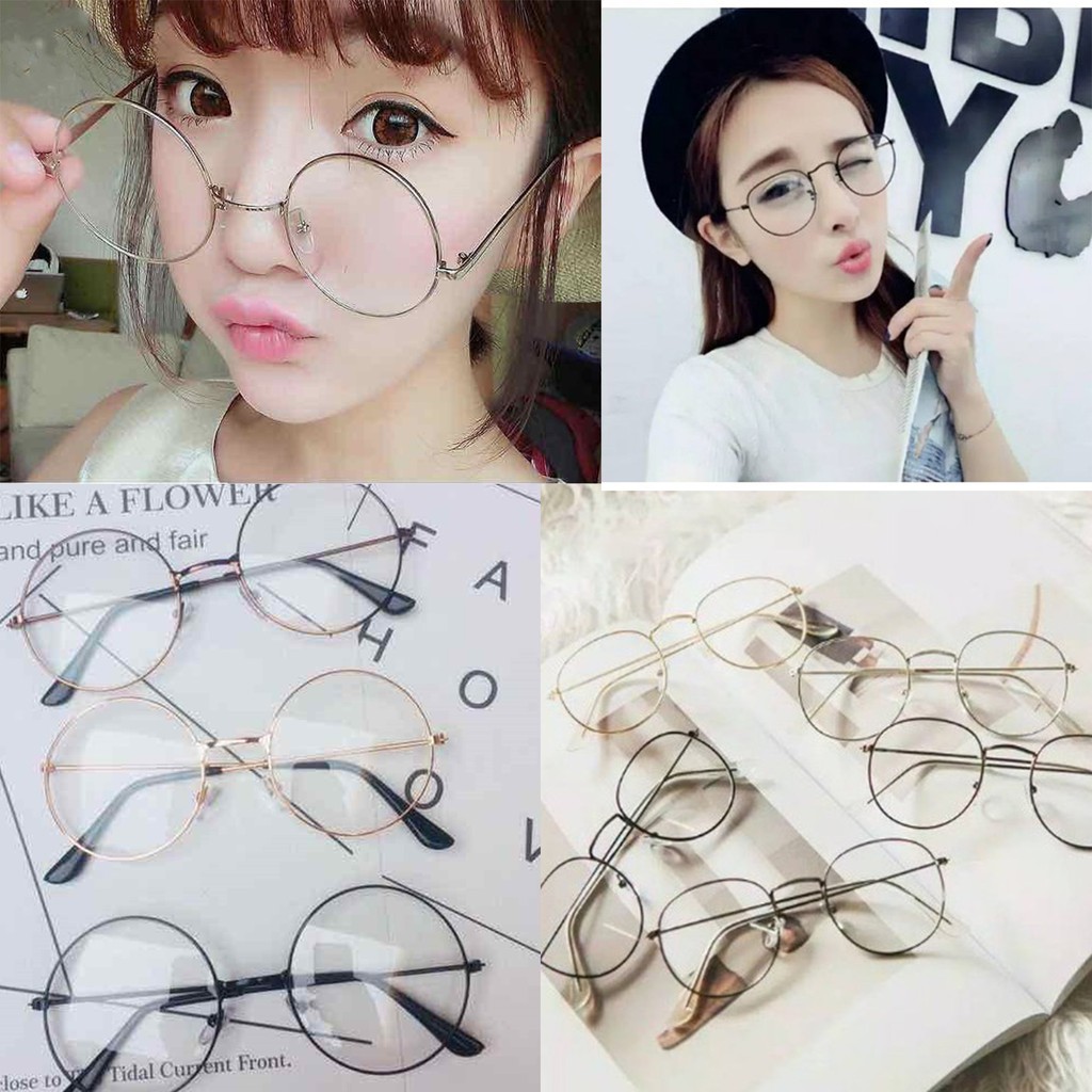 Kacamata Fashion Unisex / Kacamata Style Korea / Kacamata Cute Style  Import Batam Bulat Gagang besi