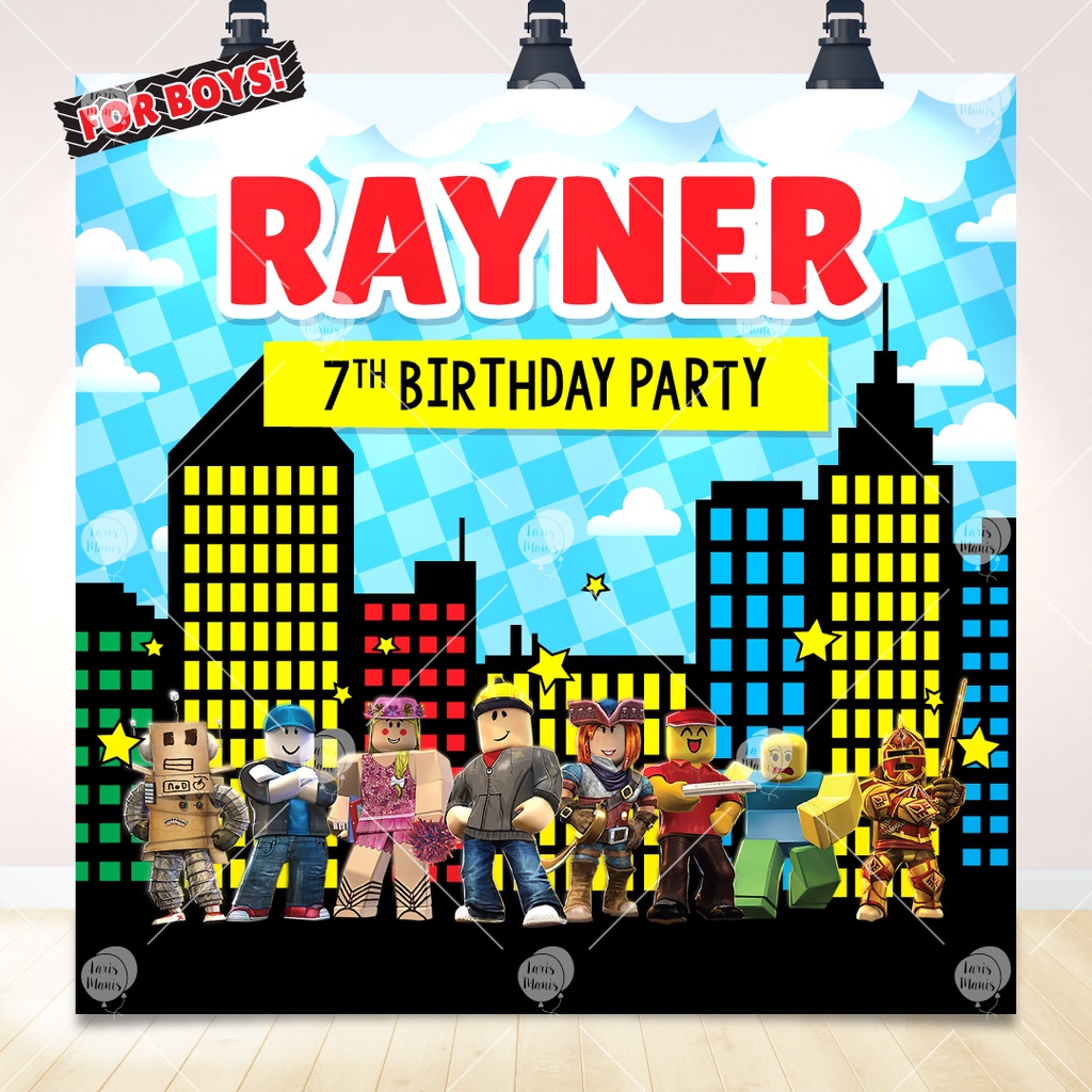 Backdrop / Banner / Spanduk Ulang Tahun tema ROBLOX (boys)