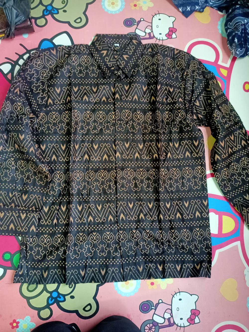 Size M L Xl Xxl Jumbo Bswart Batik Hrb026 Kenongo Hem Batik Monochrom Semut Coklat Kemeja Batik Pria