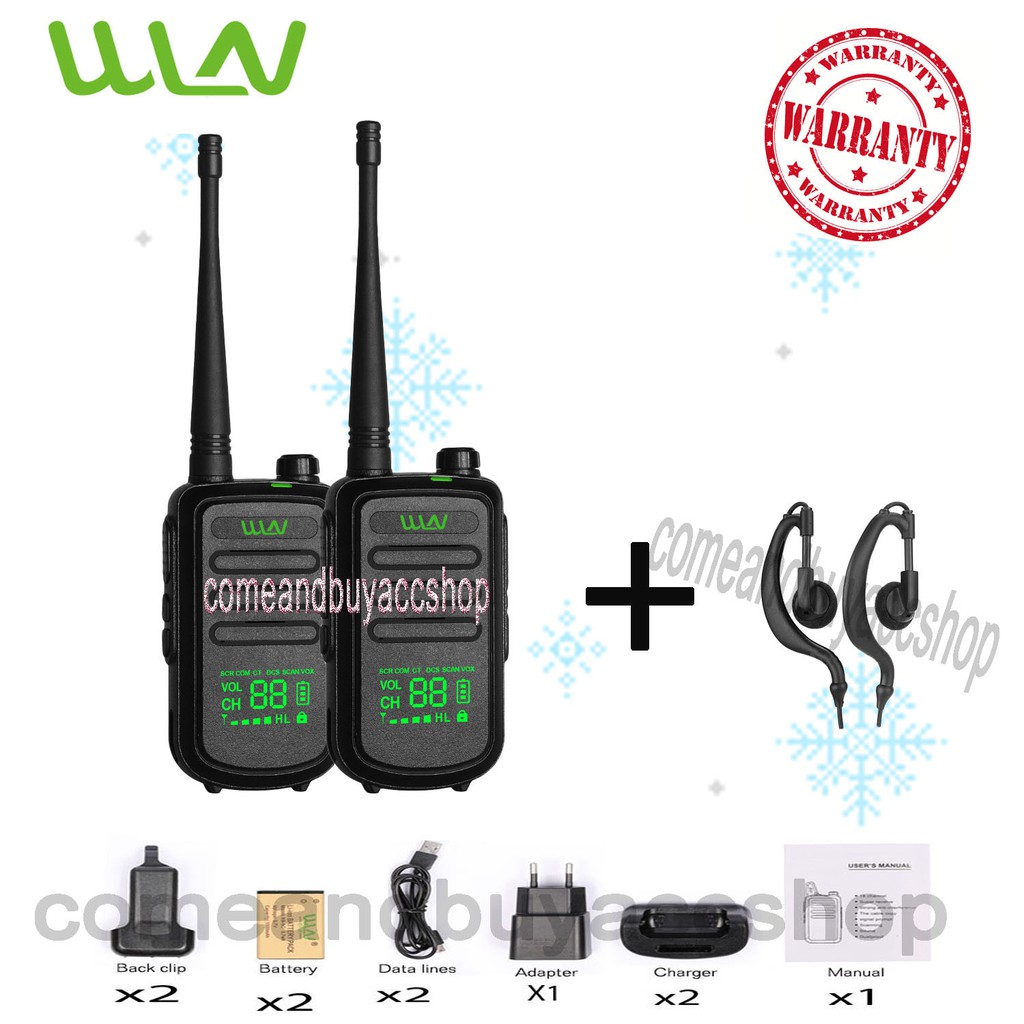 Paket STANDAR HT Walkie Talkie  WLN Two-Way Radio - Hitam KD-C100U (isi 2pcs)-Batrai 1500 mAh