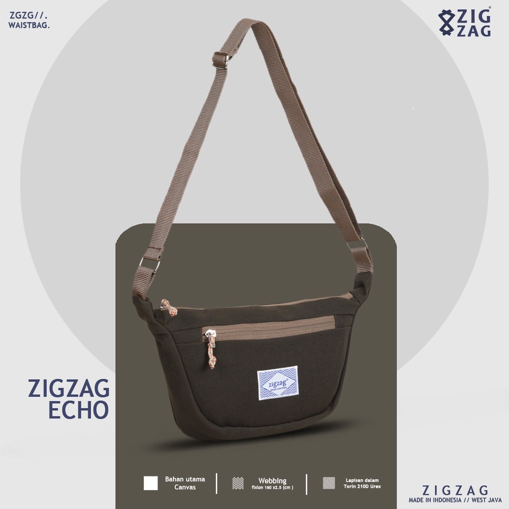 ZIGZAG Echo Brown - Sling Bag Pria / Tas Slempang Kanvas Premium