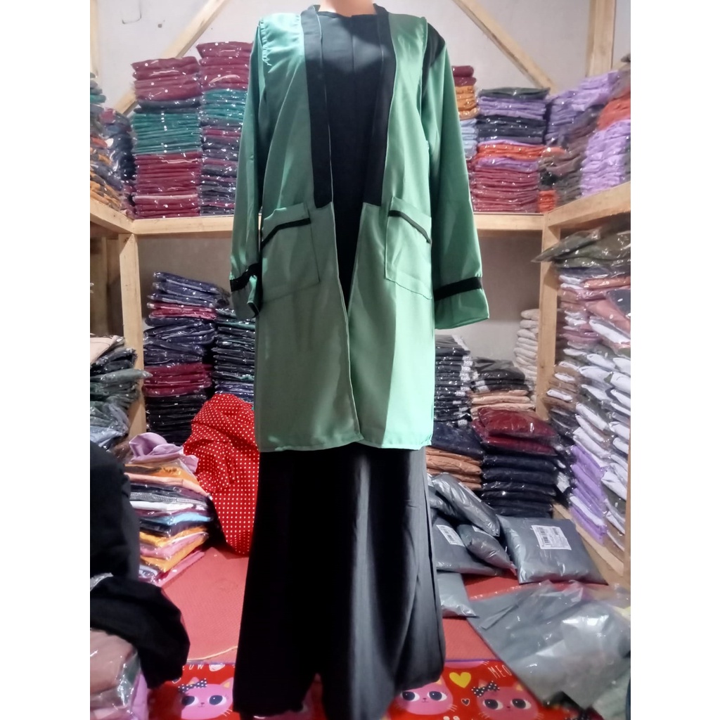 Baju Gamis Elbina Set Muslim Fashion Setelan Remaja 2in1Dress+outer dress  Termurah Wanita Laris pakaian wanita-3