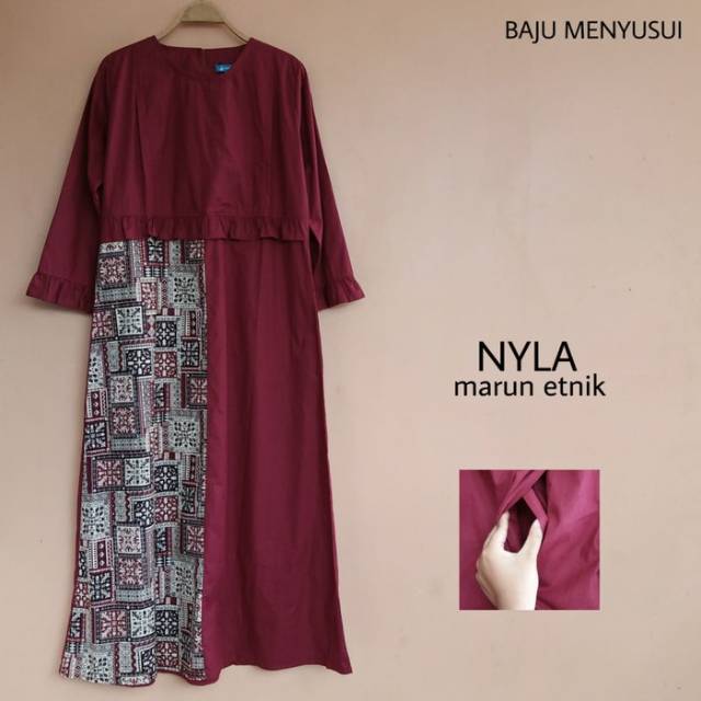 MAMIGAYA Gamis Menyusui NYLA Dress Maxi Baju Menyusui Hijab