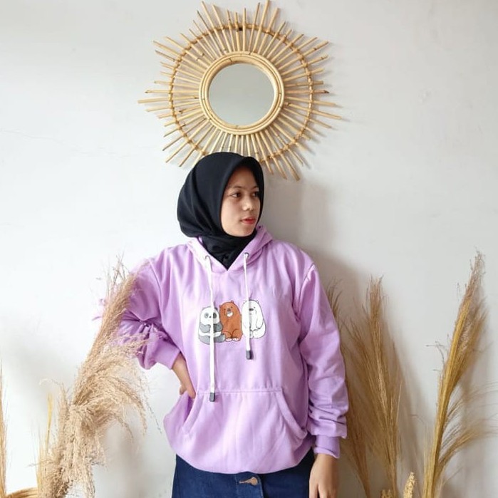 Panda Lucu Sweater Hoodie / arn grosir / Wanita Murah Trendy-lilac