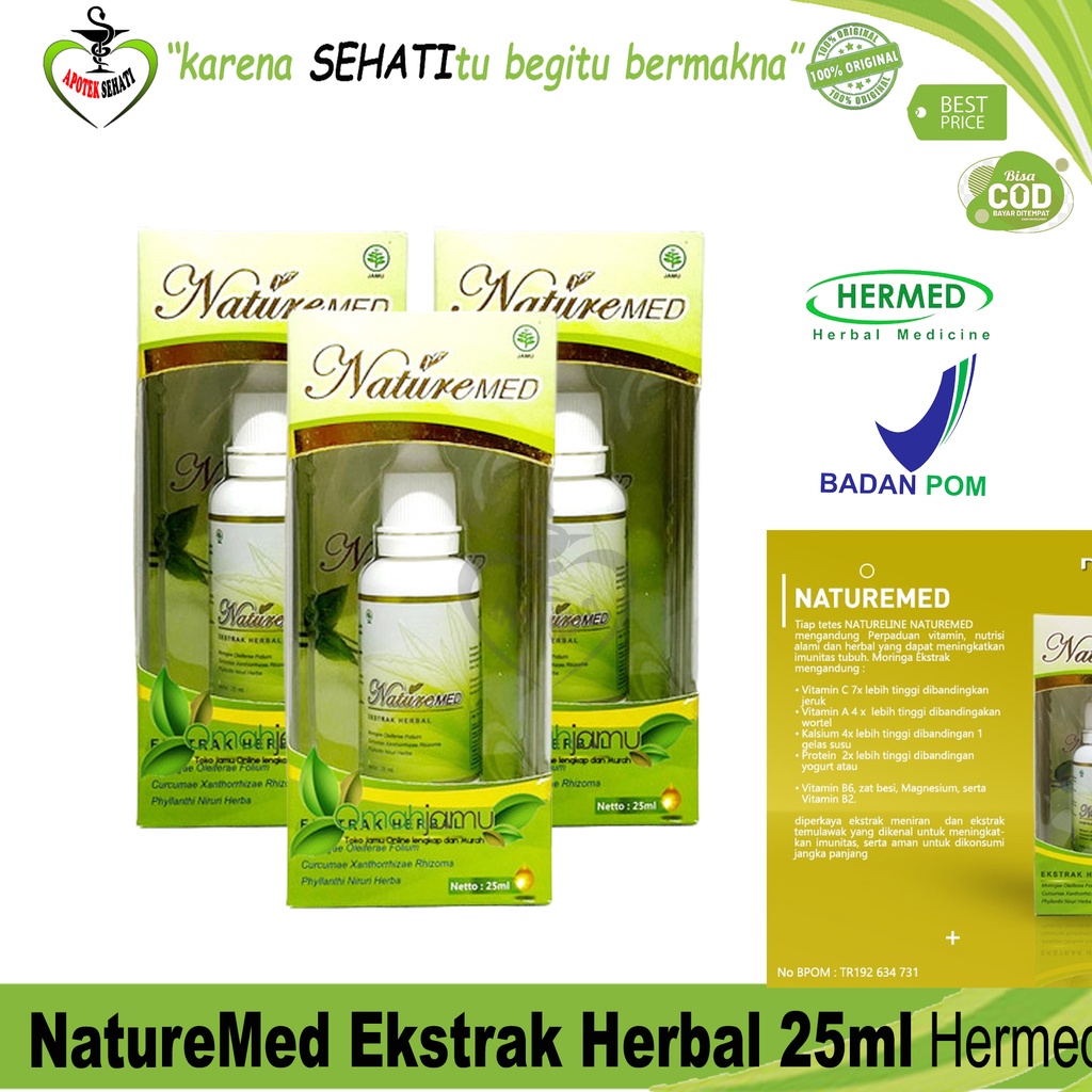 BPOM Naturemed 25ml Jamu Tetes Ekstrak Herbal Daya Tahan Tubuh  Asam Urat Hermed Nature Med