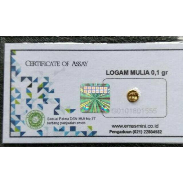Emas mini / logam mulia 0.1 gram