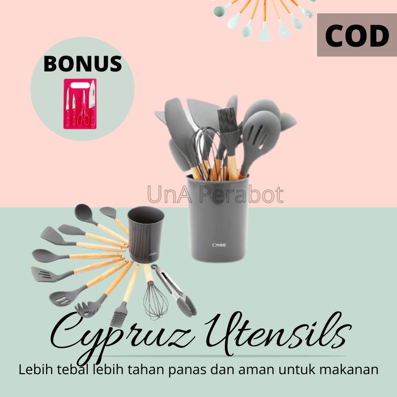 SUTIL SET WARNA ABU CYPRUZ UTENSILS SET SUTIL TAHAN PANAS SUTIL KENINIAN SUTIL SET