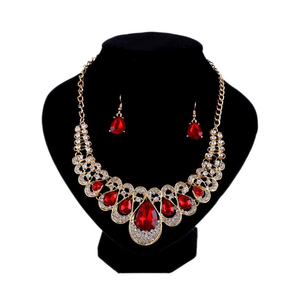 Lily Kalung Fashion Perhiasan Pernikahan Chocker Aksesoris Perhiasan Drop Pendant Jewelry Set