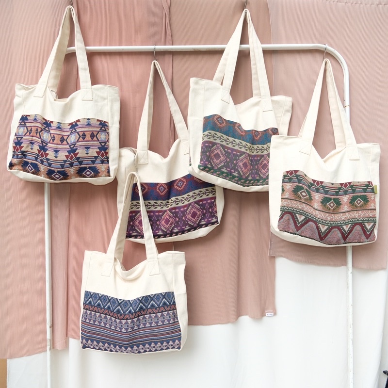 Tote Bag Combi Woven Resleting / Tas Wanita Etnik - CABICIKS