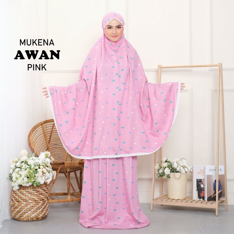 Mukena Rayon 2 In 1 Dewasa Motif Awan Termurah