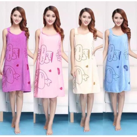 Handuk baju mandi kimono multifungsi Wearable towel karakter lucu