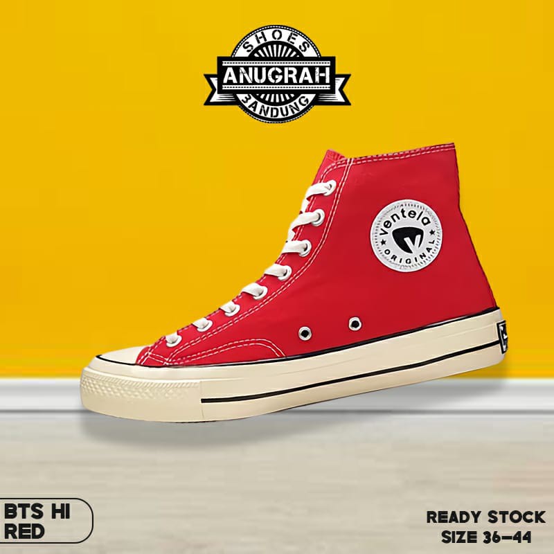 VENTELA BTS 70`S HIGH RED - SEPATU SNEAKER LOKAL TERBAIK