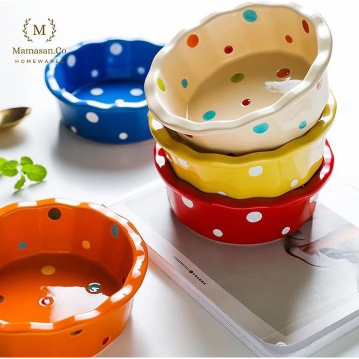 Polkadot Bowl | Mangkok Keramik|Mangkok Motif Lucu Mamasan.Co