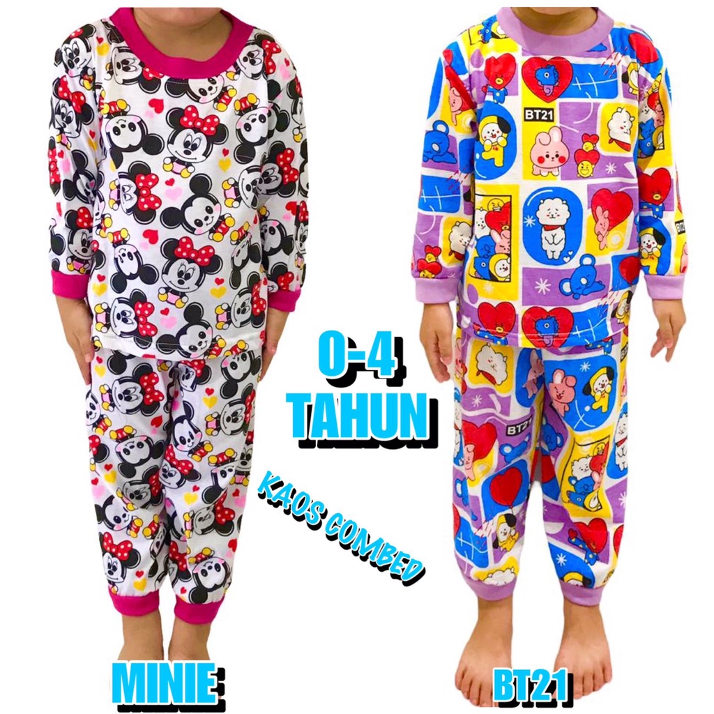 3S YEYA - BAJU TIDUR ANAK KIDS PEREMPUAN/CEWEK PIYAMA PP PUTIH PAJAMAS BAHAN KAOS KATUN