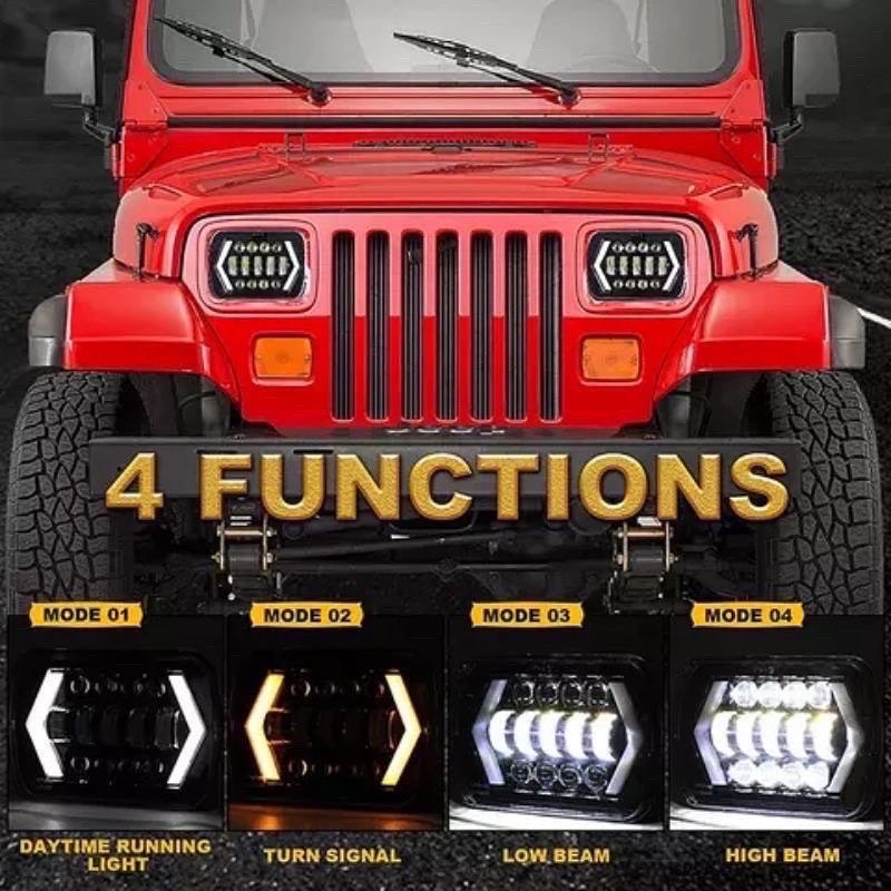 Lampu Utama LED DOT SAE Daymaker 13 Mata Kotak 7 Inchi Inci Motor Mobil 70 Watt 70W Pick Up 7K1 JEEP FEROZA L300