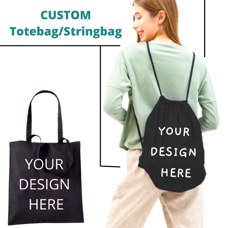 CUSTOM tote bag dan string bag FULL COLOR DTF   | BISA SATUAN |