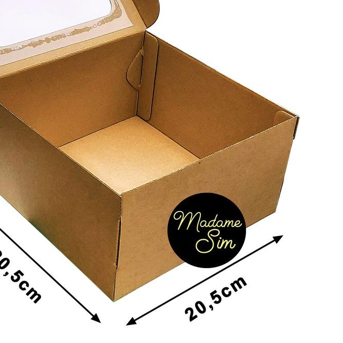 

✶ KOTAK KUE - CAKE BOX 20 x 20 x 10 CM - COKLAT + JENDELA (ISI : 10 PCS) ✬