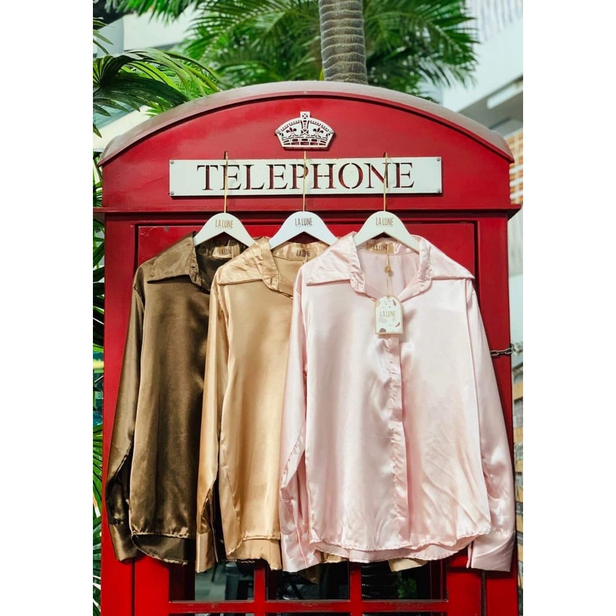 KEMEJA LALUNE SATIN POLOS 100% ORIGINAL IMPORT BANGKOK