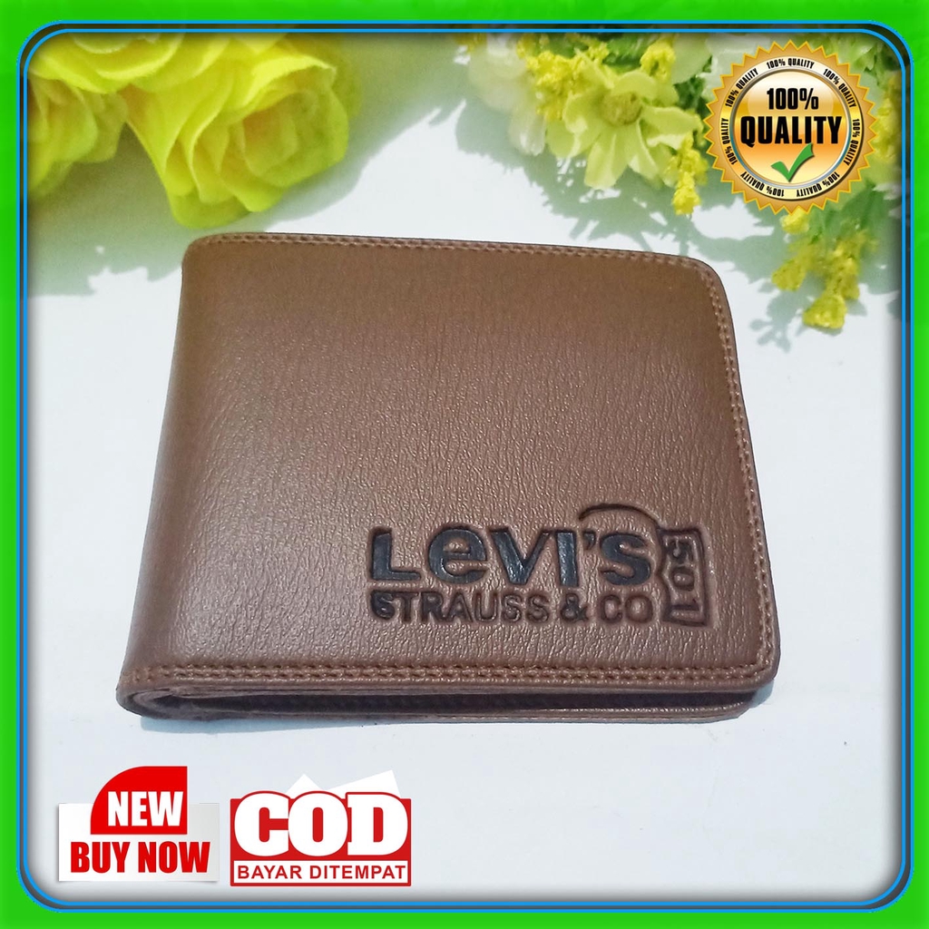 Dompet Model Lipat Bahan Kulit PVC LEVIS STRAUSS untuk Pria terbaru premium quality