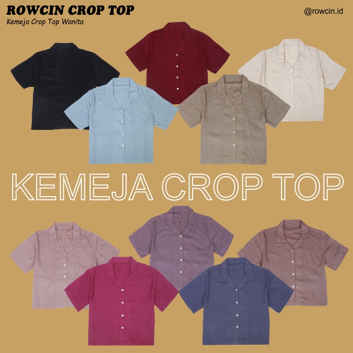 KEMEJA WANITA CROP TOP POLOS KATUN RAYON CROP SHIRT ORGANIK