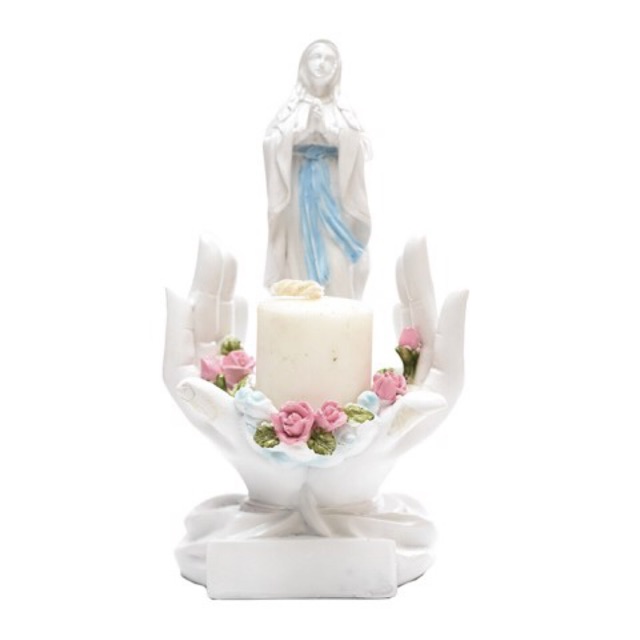 Tempat Lilin Patung Bunda Maria Tangan Melindungi + Lilin