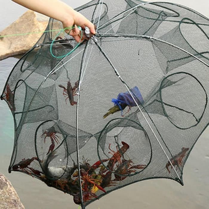 Jaring Pancing Ikan Udang Automatic Folding Umbrella Fishing Net Cage 16 Holes - H14572