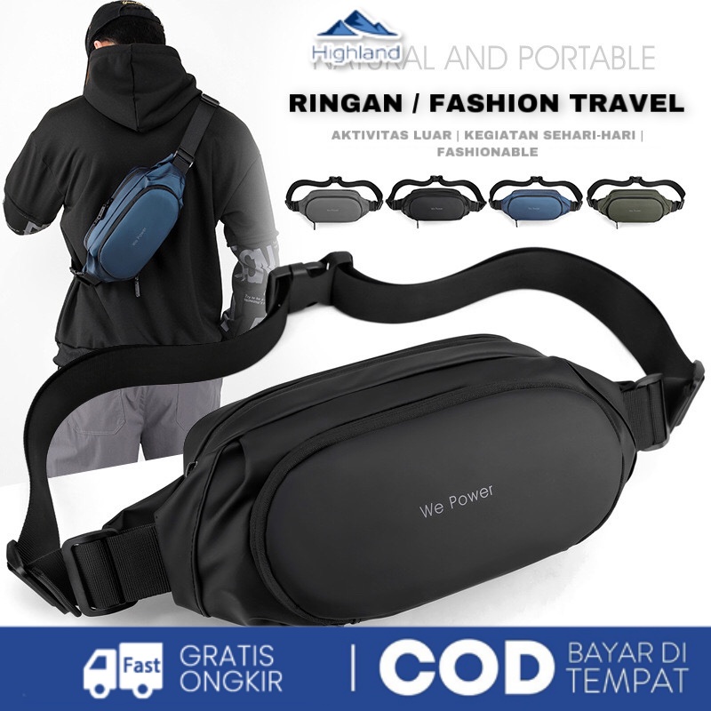 Highland Tas Selempang Pria Casual Waistbag Antiair Waterproof Tas Slempang Cowok Slingbag Keren Serbaguna Kekinian TS225