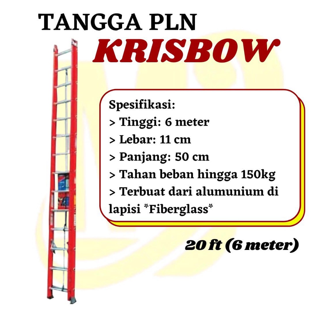 Tangga PLN Extension Fiberglass KRISBOW 20FT | Sliding Sorong