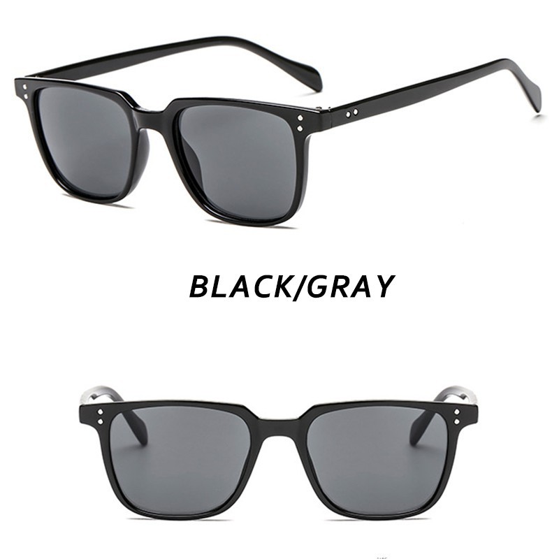 (YUZHU) COD Pria Kacamata Hitam Gaya Retro Small Square Kacamata Men Sunglasses UV400 Protection