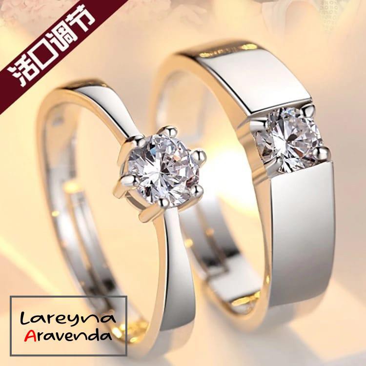 Cincin Titanium Pasangan / Couple Ring Anti Karat Non Alergi Motif Kristal Crystal CC003