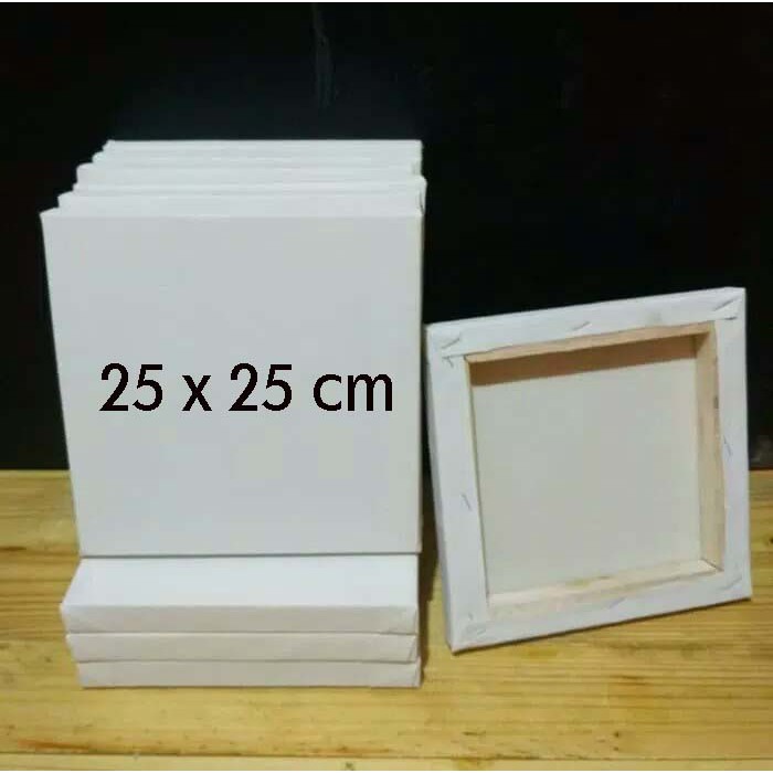 

Kanvas Kain Lukis 25cm x 25cm kecil polos murah plus span kayu