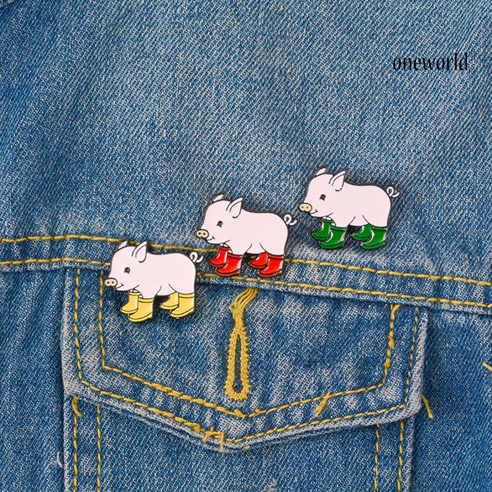 OW@ Lapel Brooch Cute Pig Shapes Alloy Unisex Collar Brooch for Gifts