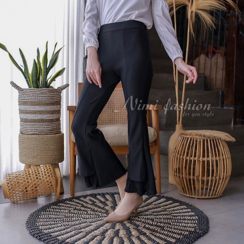 NIMI - Fayola Pants Celana Cutbray Scuba Celana Scuba Import Bawahan Cutbray HighWaist Office Pants