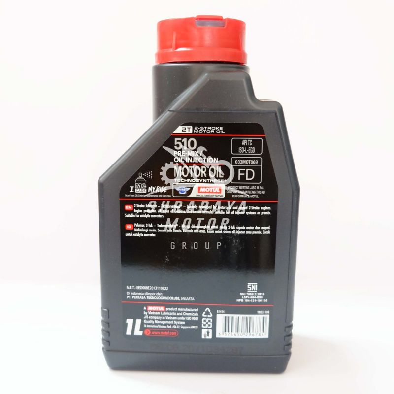 Oli Samping Motul 2T 510 Pre MIX Oil Injection FD 1000ML Kemasan BARU 1L