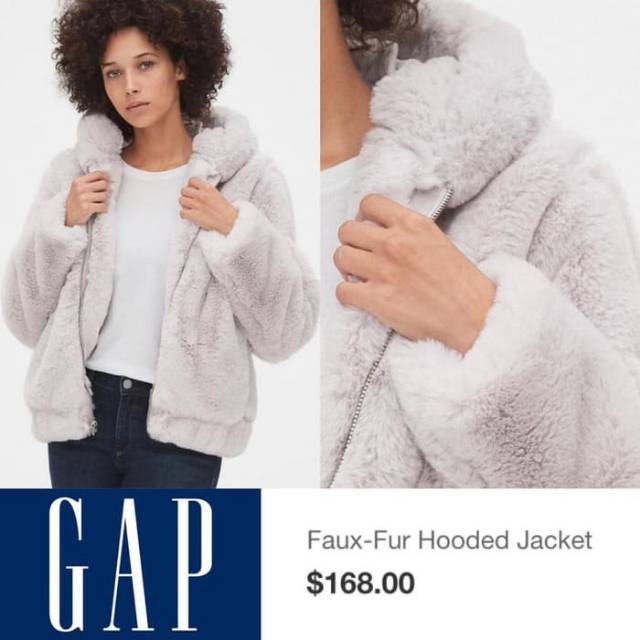 gap hooded faux fur jacket