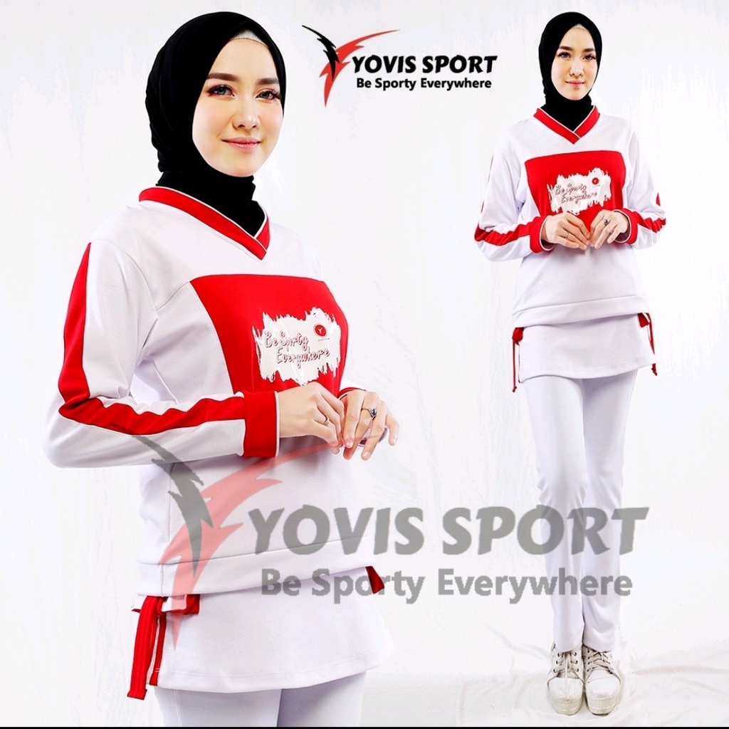 Setelan Senam Wanita Rok kantong Sablon Yovis Sport/Baju Dan Celana Olahraga Yovis Sport