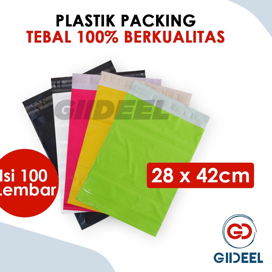 

Terbaik! PLASTIK PACKING POLYMAILER IMPORT 28X42CM ISI 100 LEMBAR TEBAL 100% !!